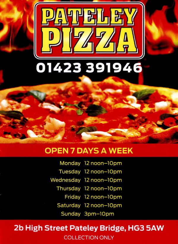 Pateley Pizza Opening times and Phone Number